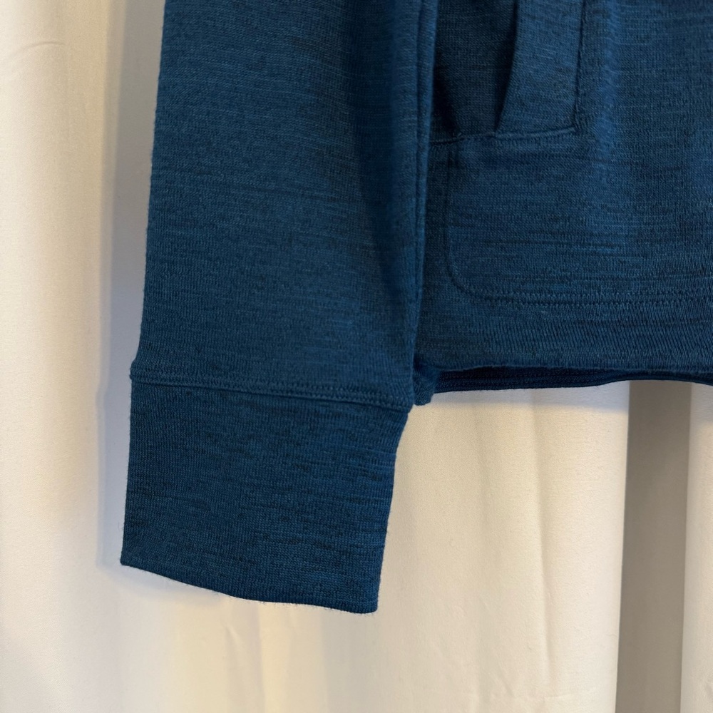 Toad & Co Blue Cowl Neck Pullover Kangaroo Pocket Top Womens Medium - Picture 6 of 11
